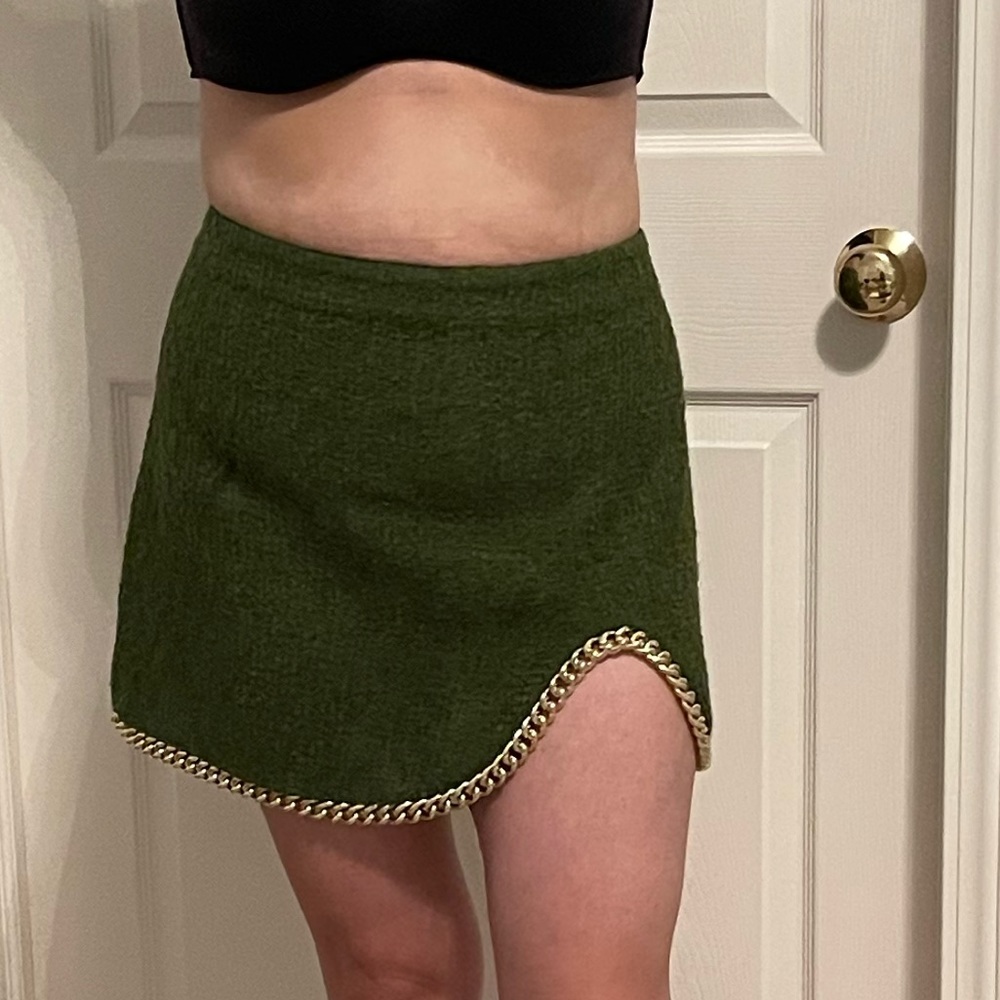 Zara tweed skirt with chain detail